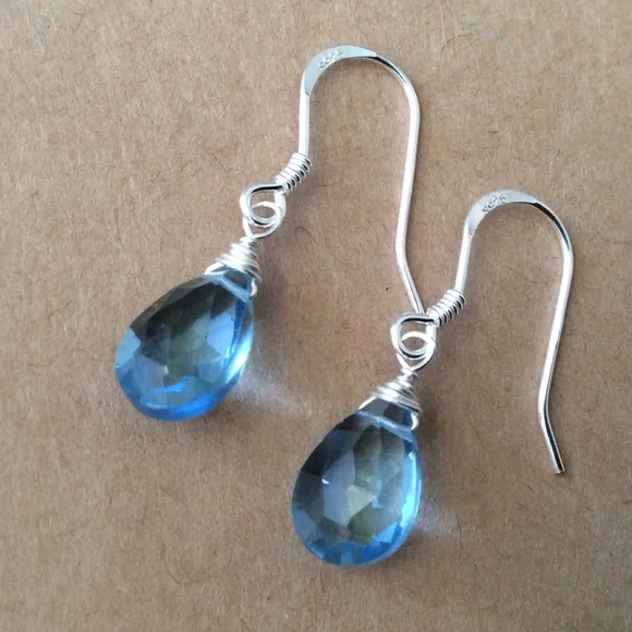 New London Blue Topaz Sterling Silver Earrings - Picture 2 of 7